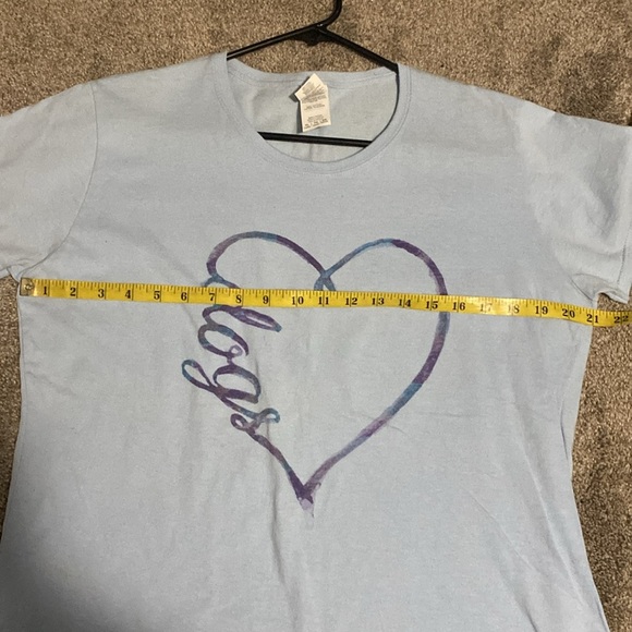Womens Heart Dogs T-Shirt sz XL Light blue with teal and purple - Picture 7 of 7